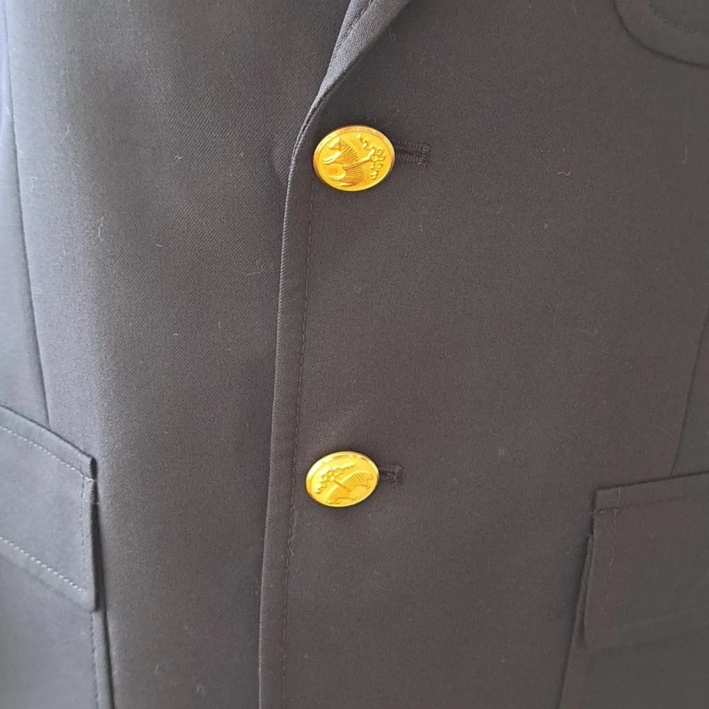 Brooks Brothers Boys Formal Navy Wool Blazer/Sport Coat Lined Gold‎ Buttons S-14